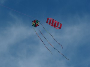 Zwei-Herbstdrachen am Himmel 