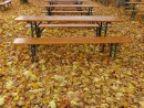 Biergartenreihe im Herbst