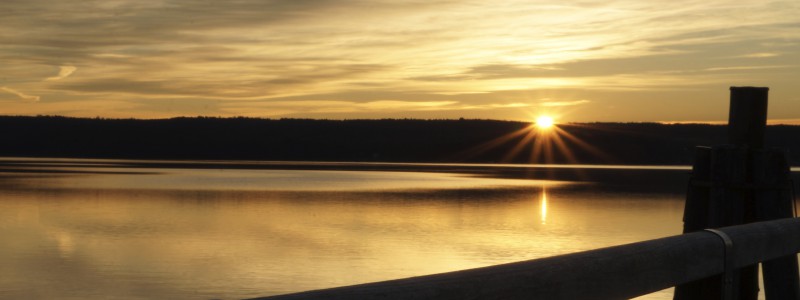 Sonnenuntergang am Ammersee Wallpaper 3840x1440