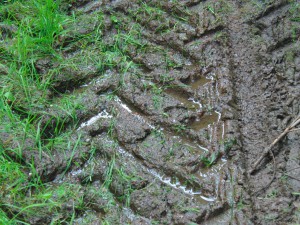 Reifenspuren im Matsch Reifenspuren im Matsch