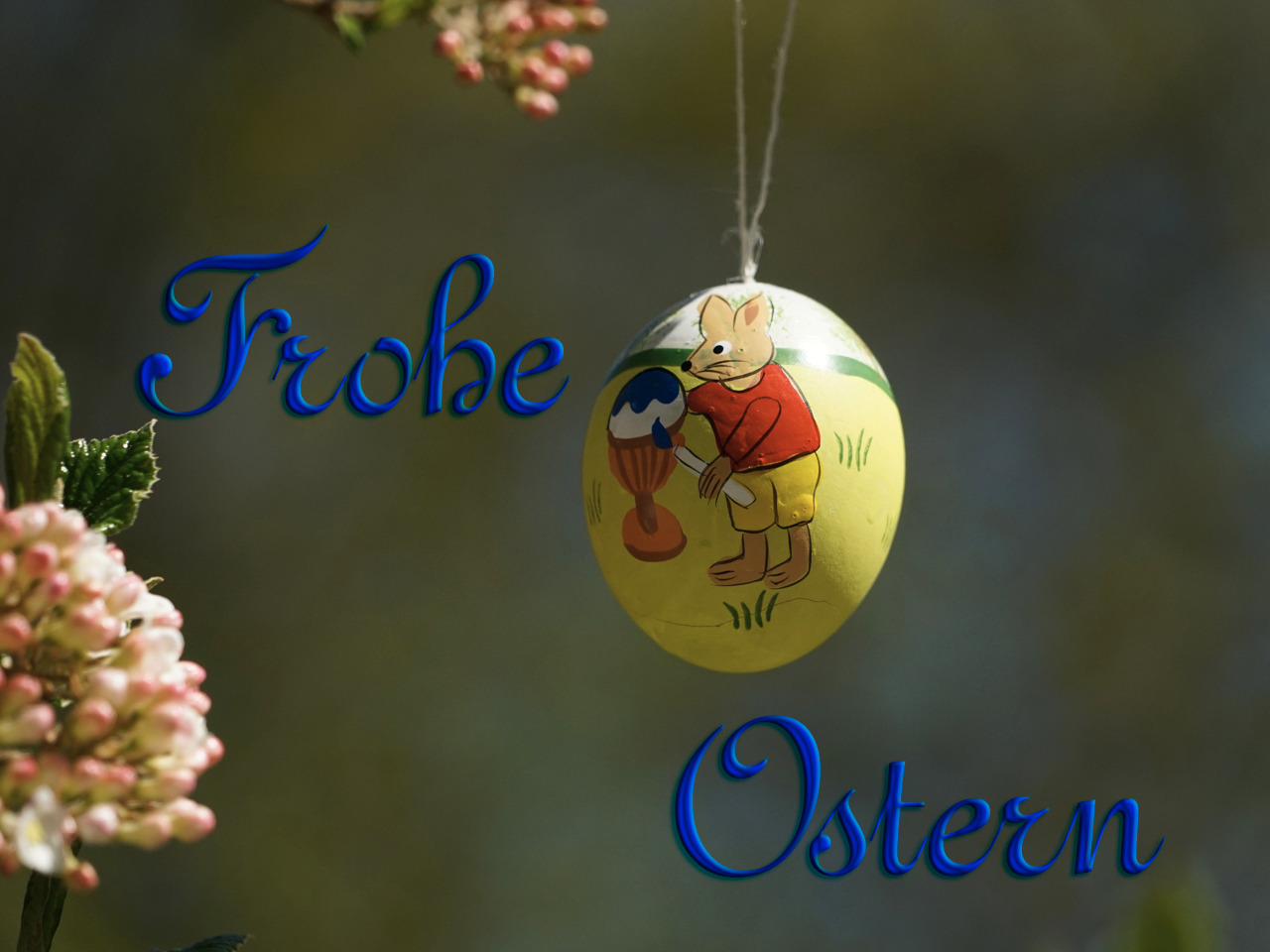 Frohe Ostern blaue Schrift Frohe Ostern blaue Schrift